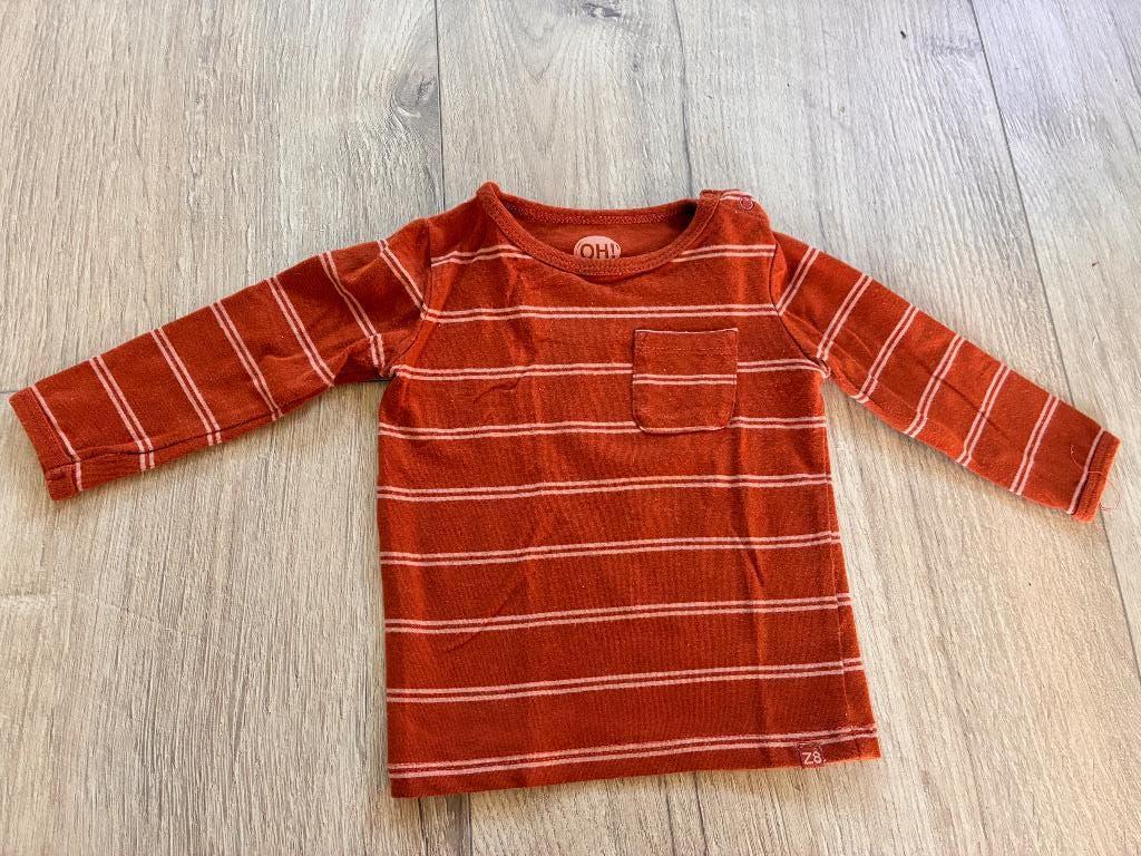 Shirt oranje/bordeaux witte streep lange mouw Z8 maat 62, Kinderen en Baby's, Babykleding | Maat 62, Ophalen, Z8, Zo goed als nieuw