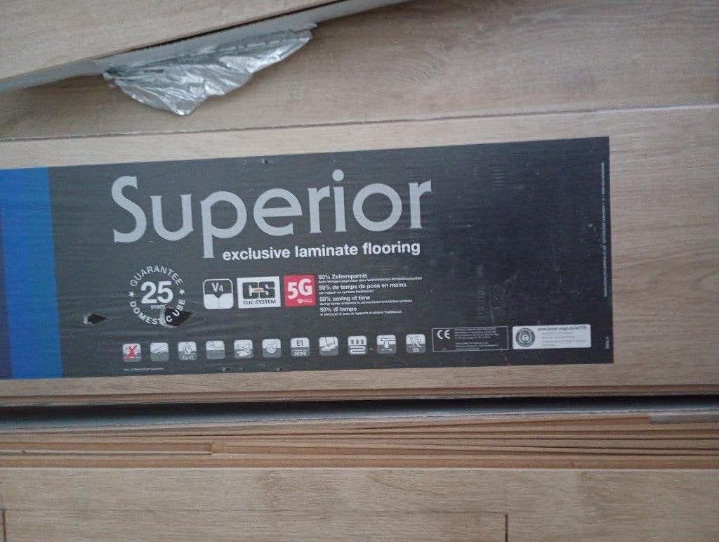 Laminaat 6 pakken superior creme wit, Ophalen, 50 tot 150 cm, Nieuw, 10 m² of meer