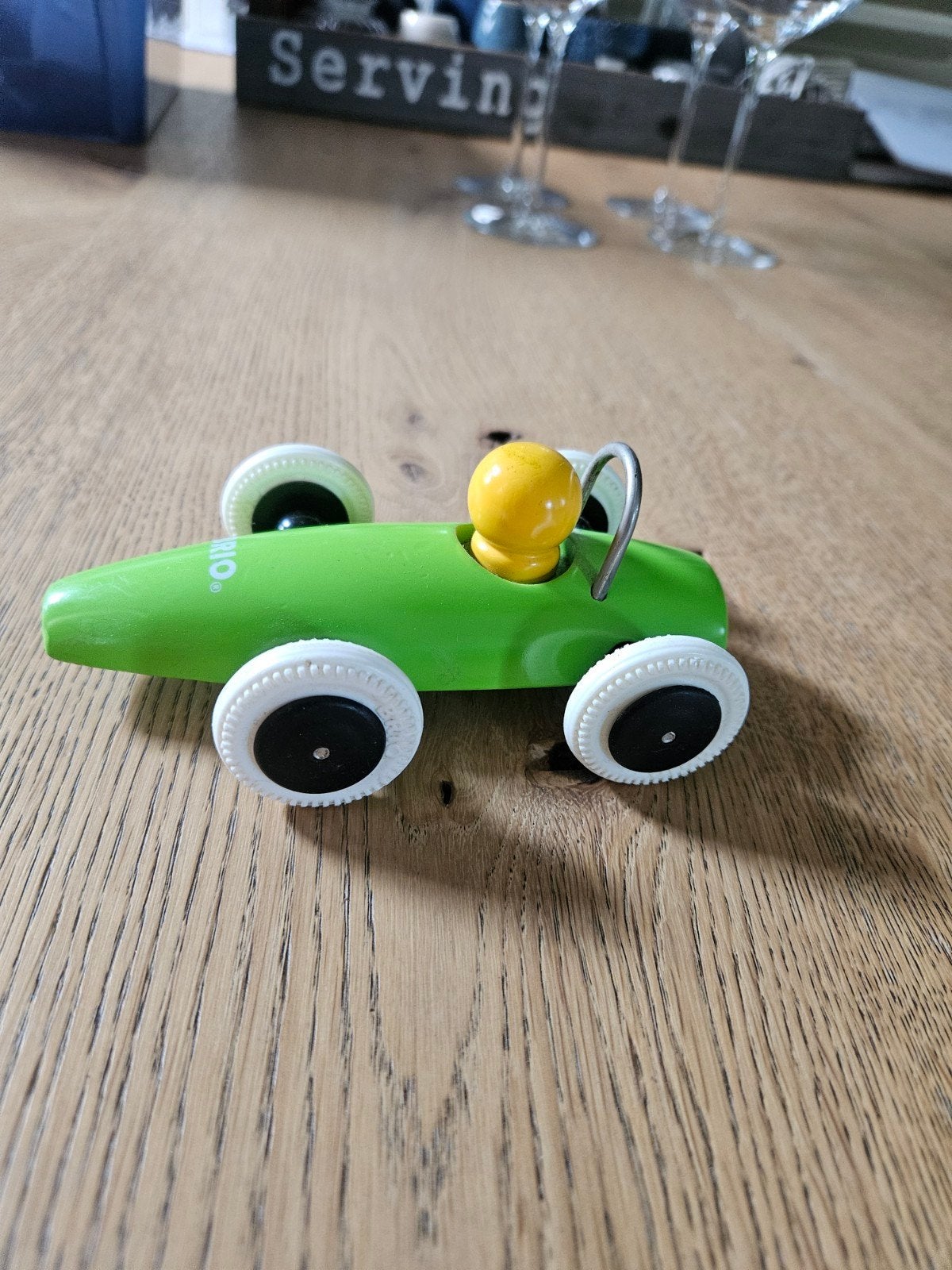 Brio raceauto van echt hout met gebruikerssporen, Ophalen of Verzenden, Gebruikt