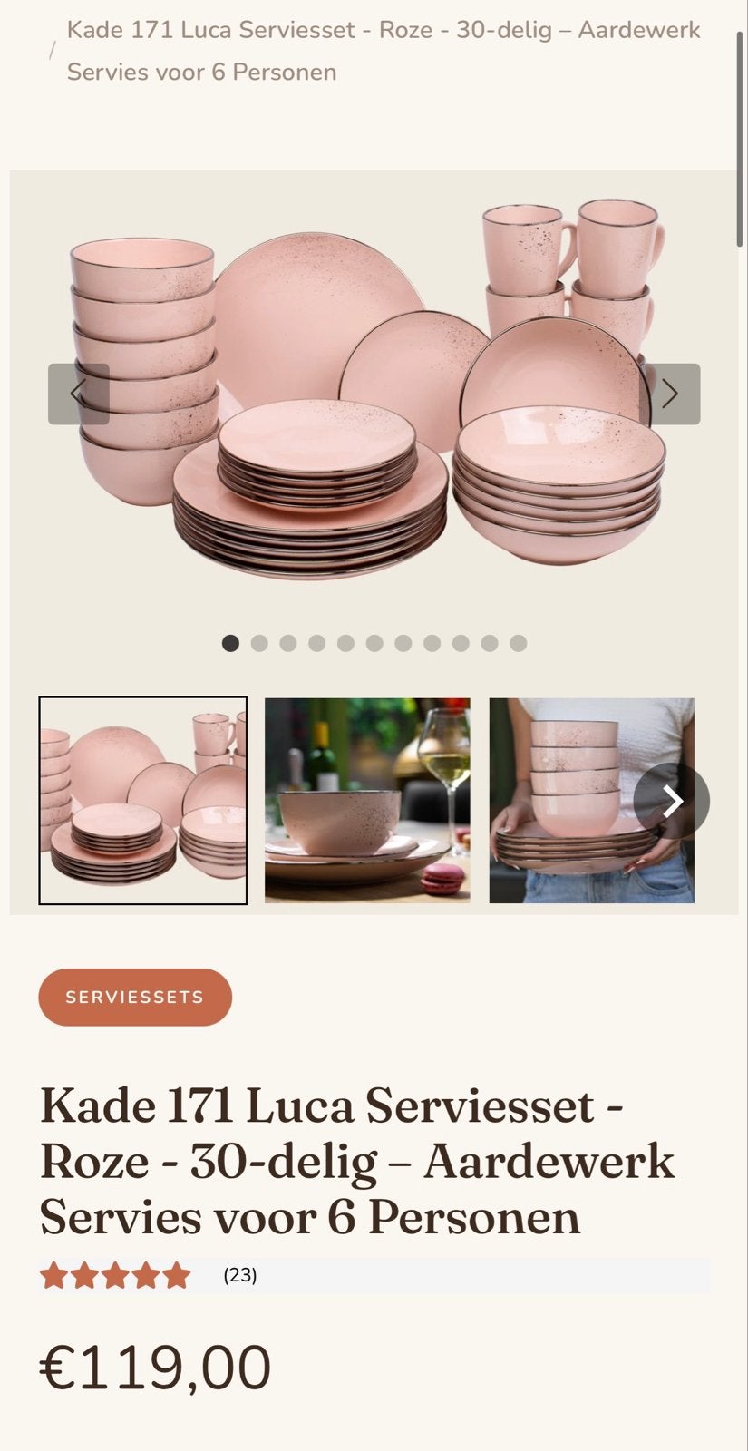 Kade 171 Luca Servies Roze - 30-delig - 6 Personen, Overige merken, Keramiek, Nieuw, Ophalen of Verzenden