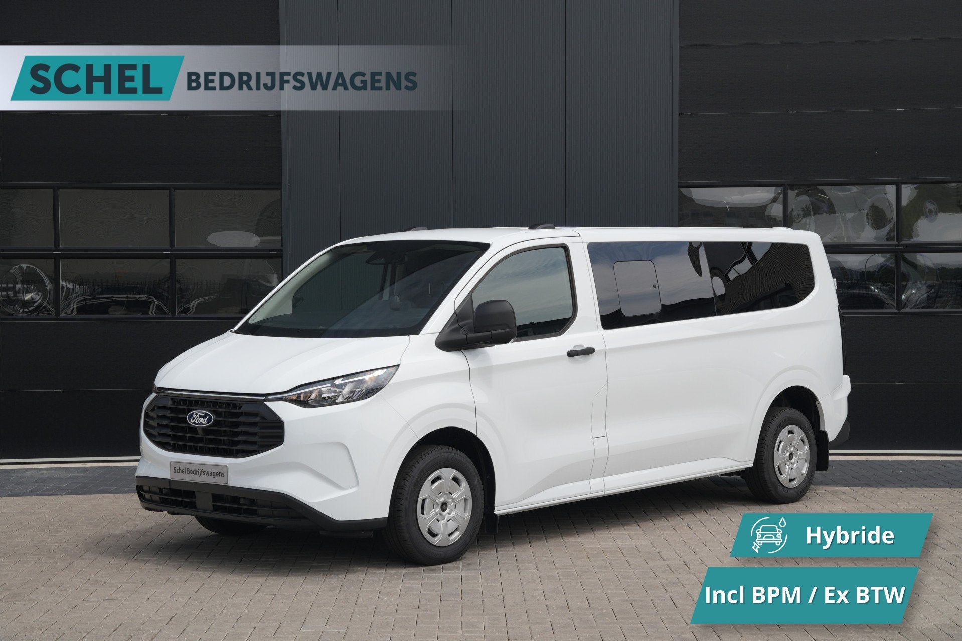 Ford Transit Custom 340 2.5 PHEV L2H1 Kombi Trend 9 zits - N, Auto's, Wit, Bedrijf, Hybride Elektrisch/Benzine, Parkeersensor