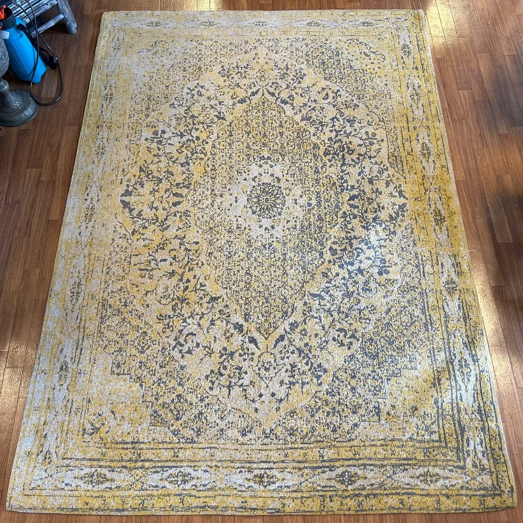 vintage vloerkleed tabriz - 290 x 200 Geel - Gratis bezorgd, TTM Wonen, Meubels – (Perzische) Tapijten en Woonaccessoires, Ophalen of Verzenden