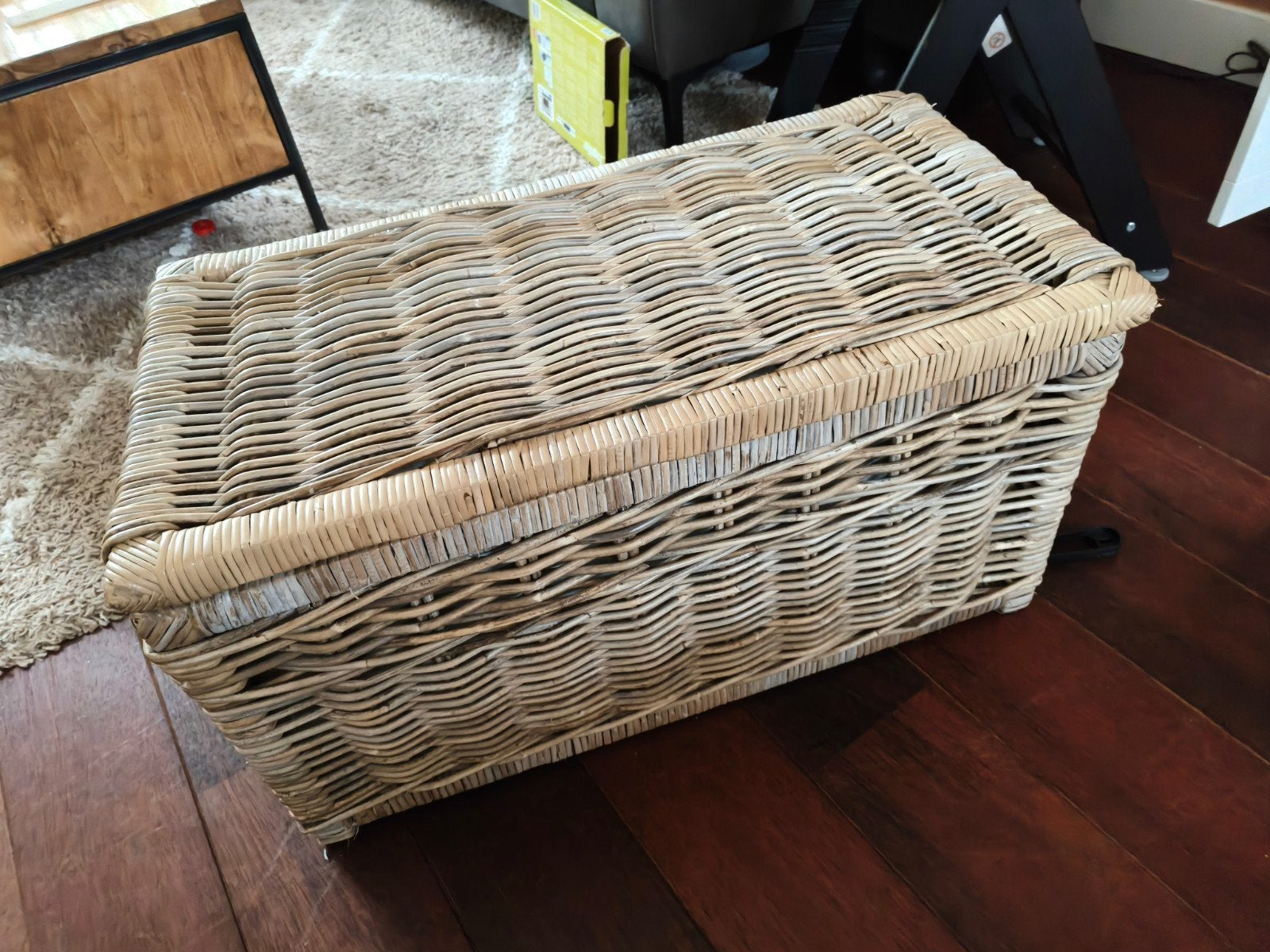 Grijze rieten mand met deksel - Speelgoedmand - 75x40x40 cm, Ophalen, 50 tot 100 cm, Minder dan 50 cm