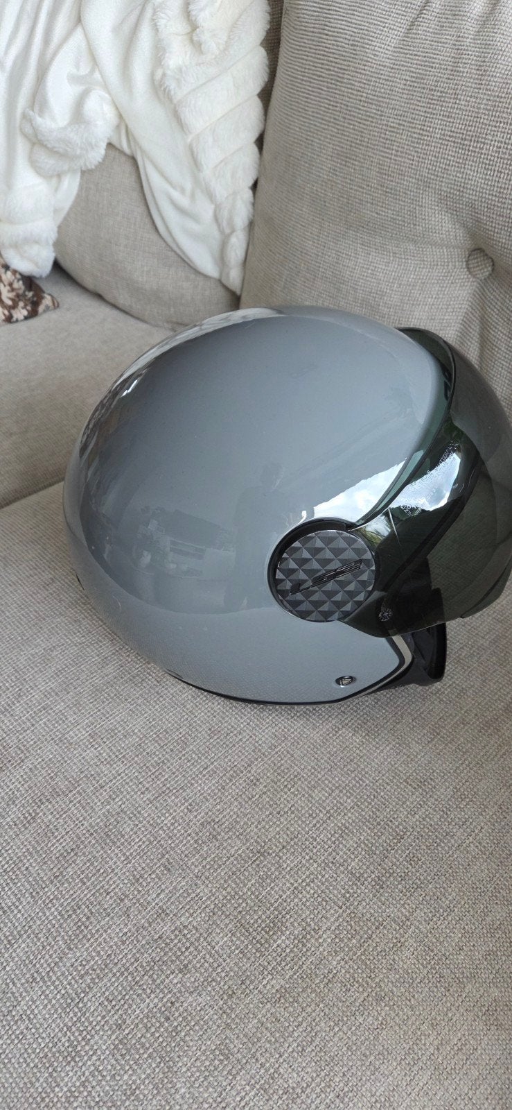 LS2 Scooterhelm Maat M - Grijs, Fietsen en Brommers, Brommerhelmen, Ophalen of Verzenden, Zo goed als nieuw, Medium, LS2