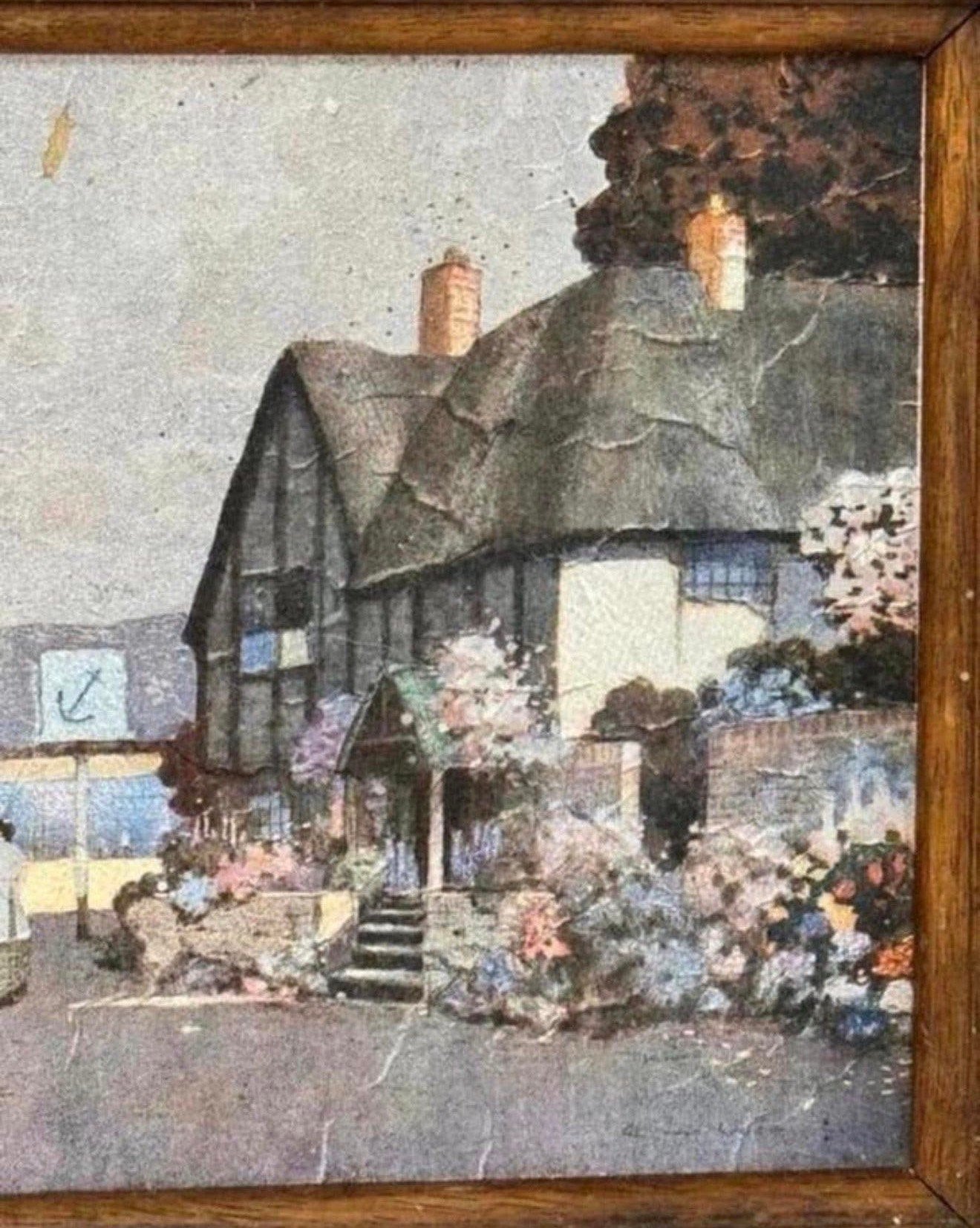 Ernest Uden 1940 ingelijst schilderij Engeland Cottage dorp, Ophalen of Verzenden