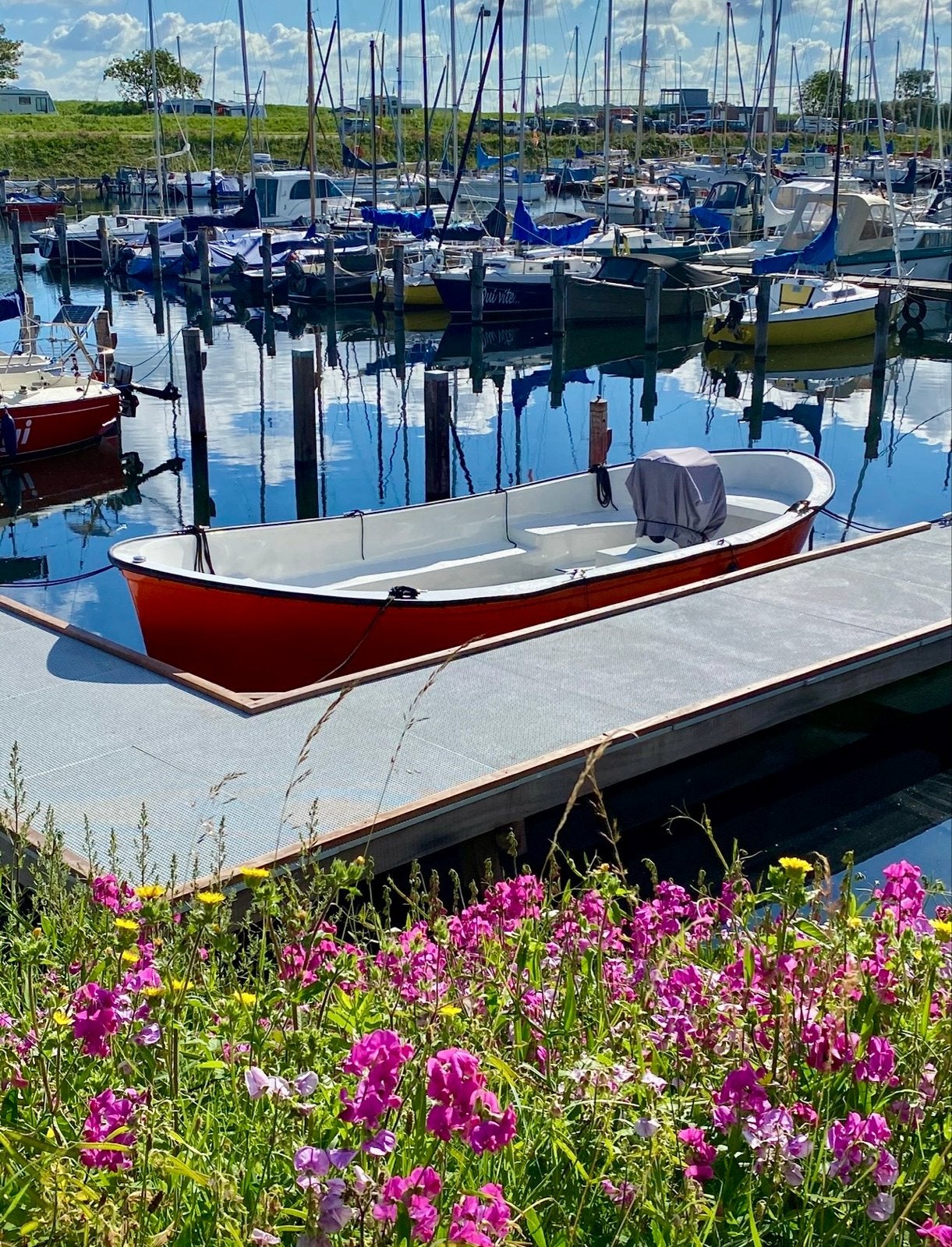 Stoere Oranje Sloep met binnenboordmotor, Watersport en Boten, Overige merken, Gebruikt, Afdekzeil, Binnenboordmotor
