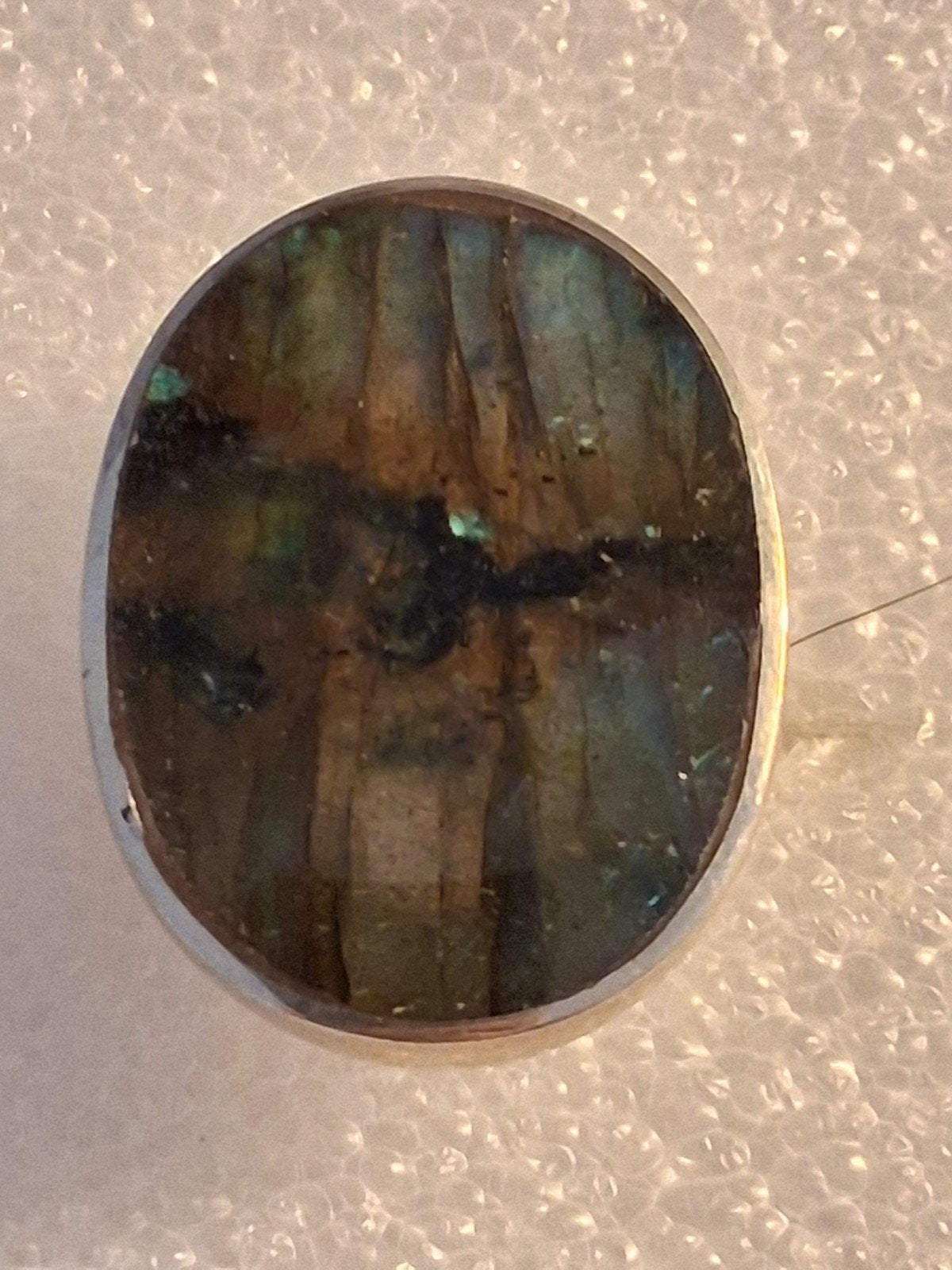 Zilveren ring met Labradoriet steen --, Sieraden, Tassen en Uiterlijk, Ringen, Verzenden