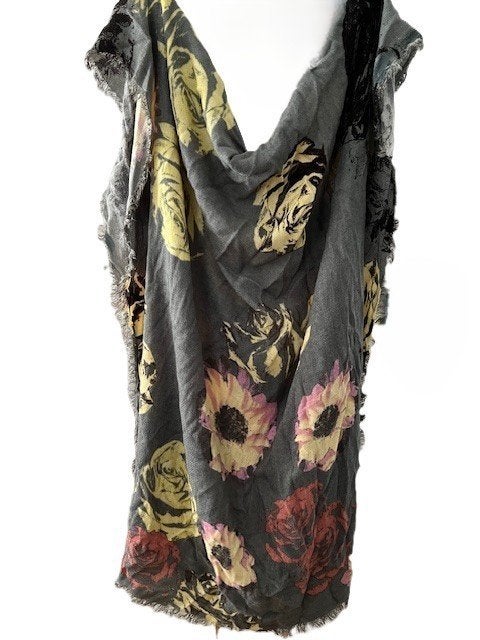 Nieuw CODELLO sjaal 200x100 grijsgroen pastel bloemendessin, Kleding | Dames, Mutsen, Sjaals en Handschoenen, Codello, Verzenden