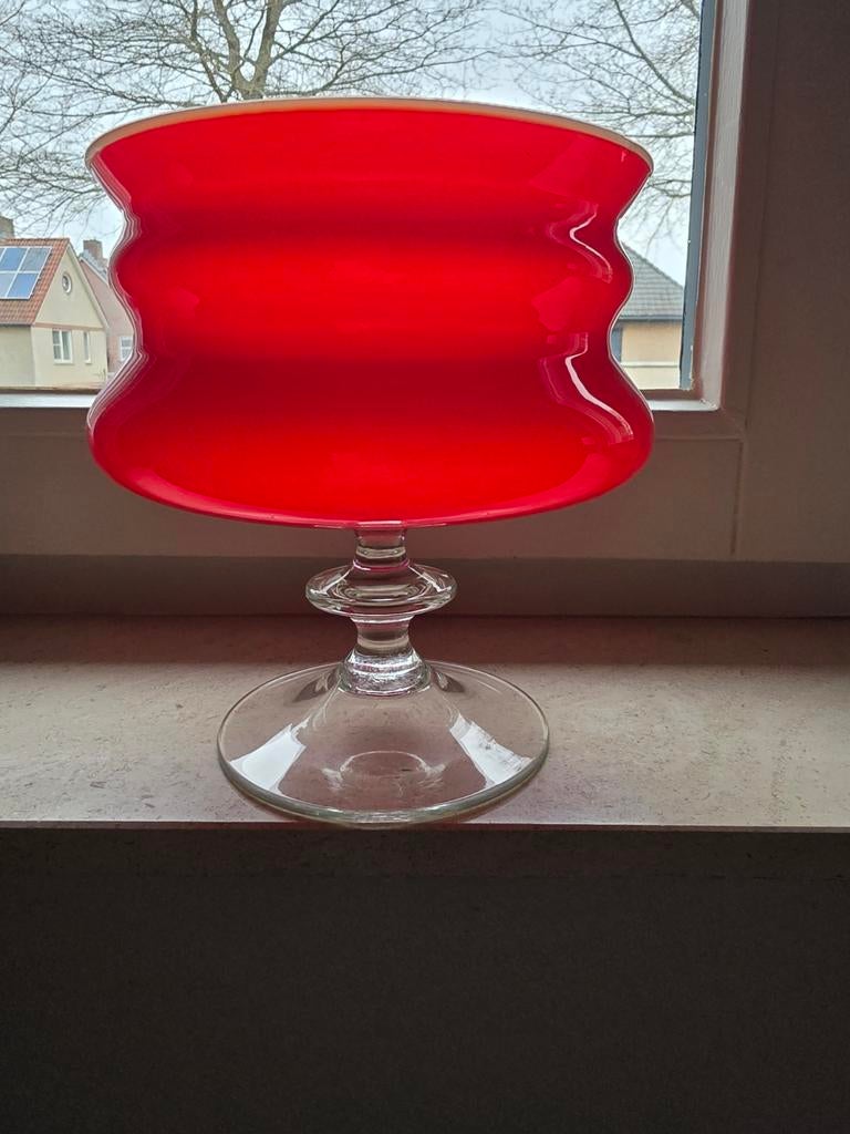Mooi rood oranje glazen schaaltje, Ophalen of Verzenden