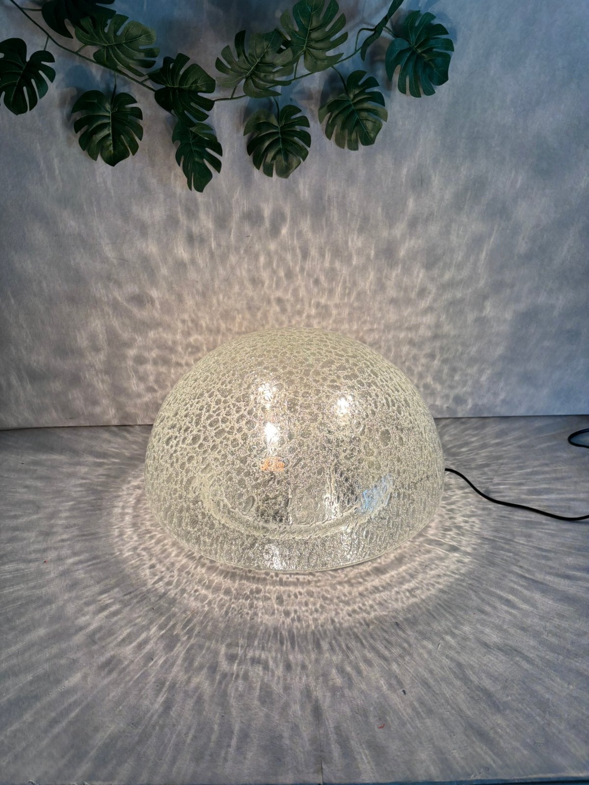 Vintage Doria Leuchten ijsglas plafondlamp / tafellamp MCM, Huis en Inrichting, Ophalen of Verzenden, Gebruikt