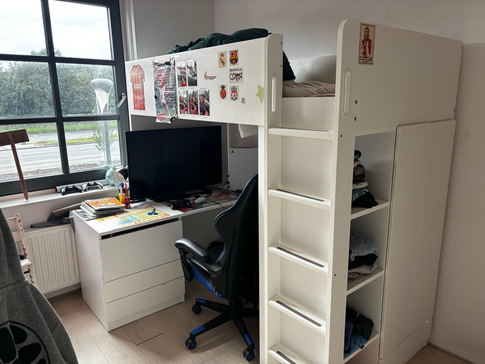 Hoogslaper Småstad IKEA met bureau en opbergruimte, Ophalen, Gebruikt, Eenpersoons, 200 cm