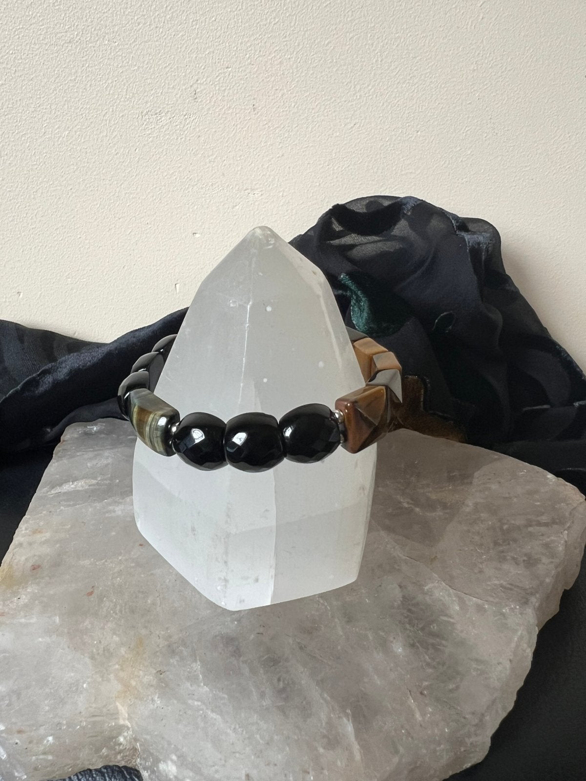 Tijgeroog obsidiaan zilver beschermt moed vertrouwen geluk, Met bedels of kralen, Bruin, Magnolia11, Nieuw
