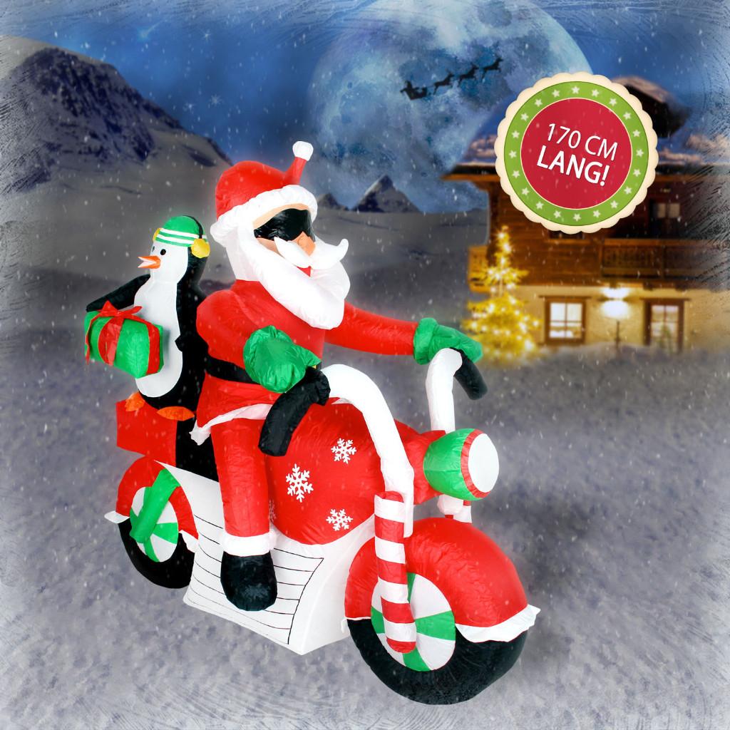 Kerstman Op Harley LED-Verlichting. Opblaasbaar! Eye-Catcher, Diversen, Kerst, Ophalen of Verzenden, Nieuw
