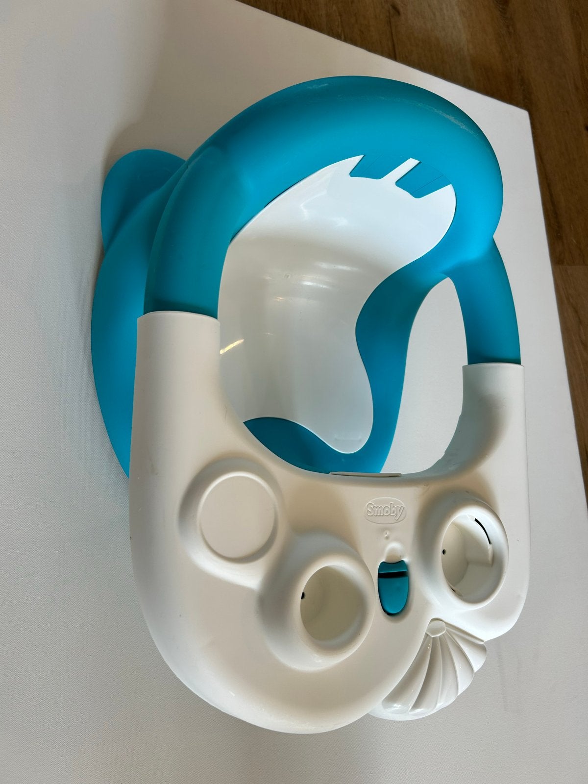 Smoby Badzitje met zuignappen - Wit/Blauw, Kinderen en Baby's, Zo goed als nieuw, Badzitje of Badring, Standaard, Ophalen