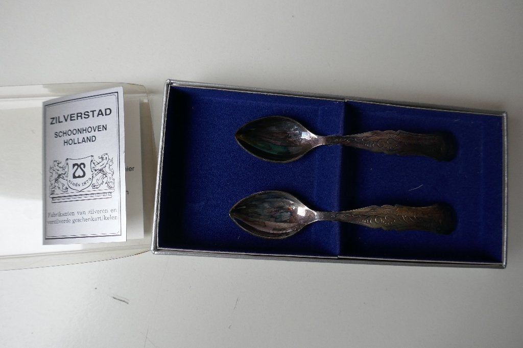 Biedermeierlepeltjes (2 stuks), zwaar verzilverd, Verzilverd, Nieuw, Ophalen of Verzenden, Metaal