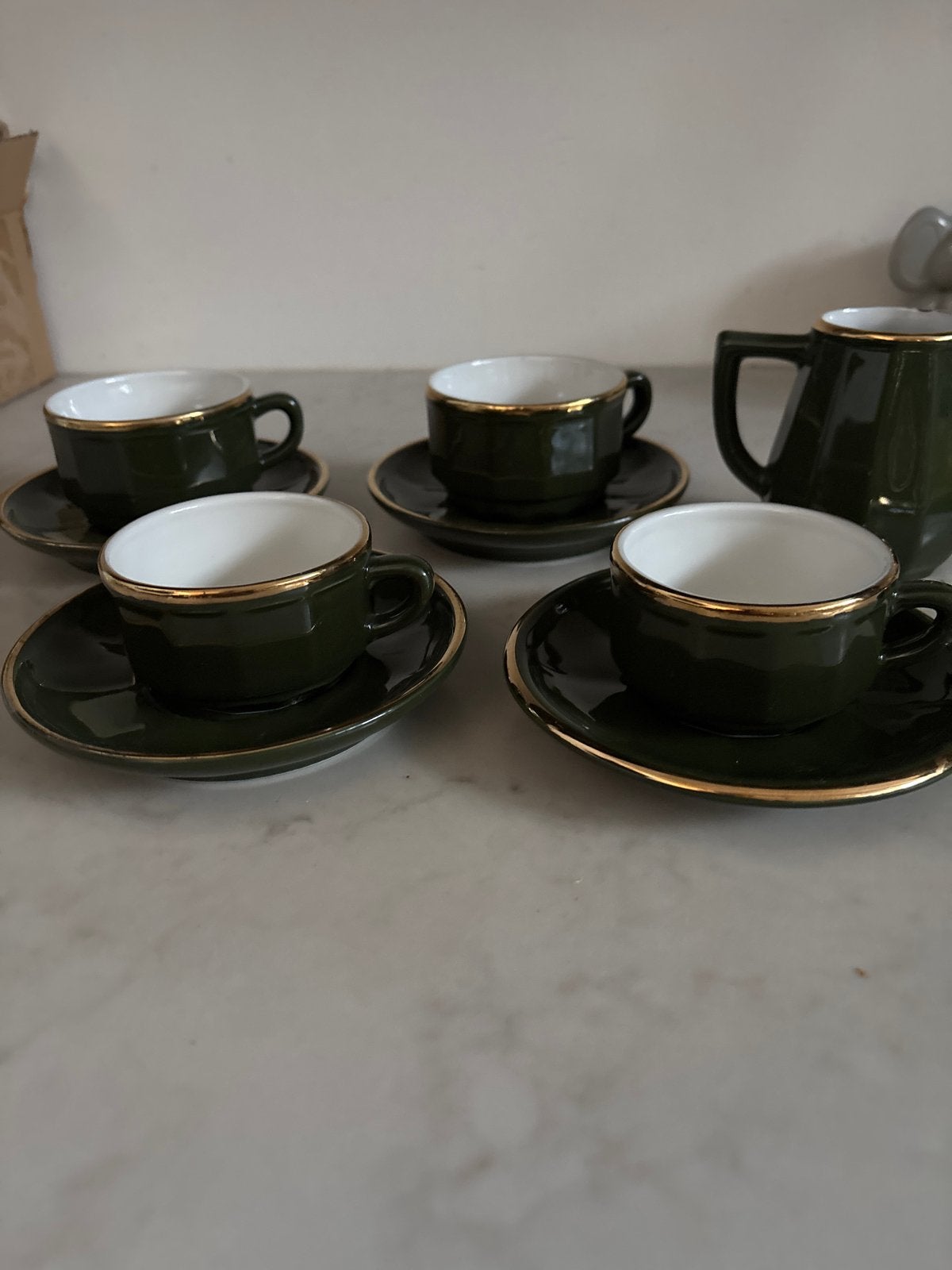 Apilco Porseleinen Koffie-/Espressoservies - Donkergroen, Ophalen