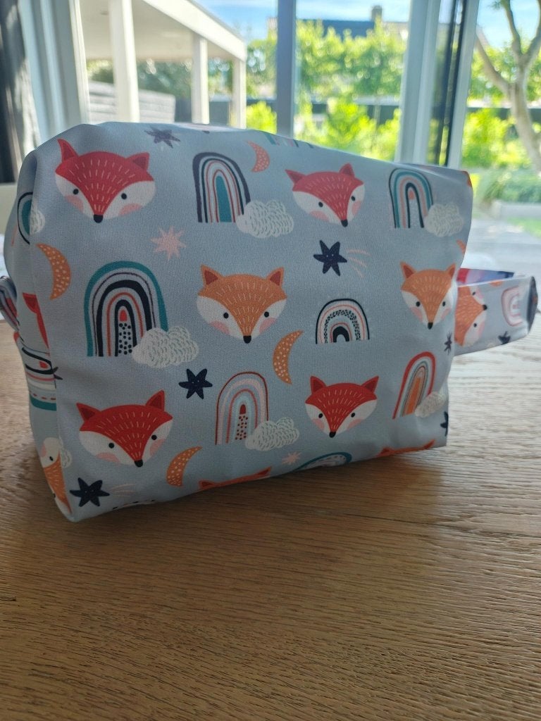 Wetbag/ luier POD zilver/lichtblauw met vosjes, Ophalen of Verzenden, Zo goed als nieuw