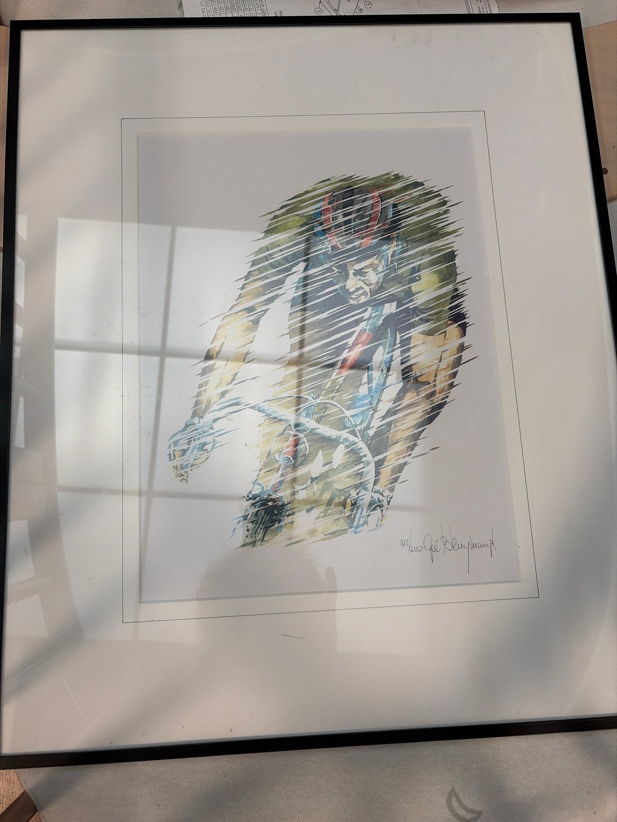 Gesigneerde Giclée van Gé Bruymans - Wielrenner I, Antiek en Kunst, Kunst | Schilderijen | Modern, Figuren, Giclée, Papier/karton