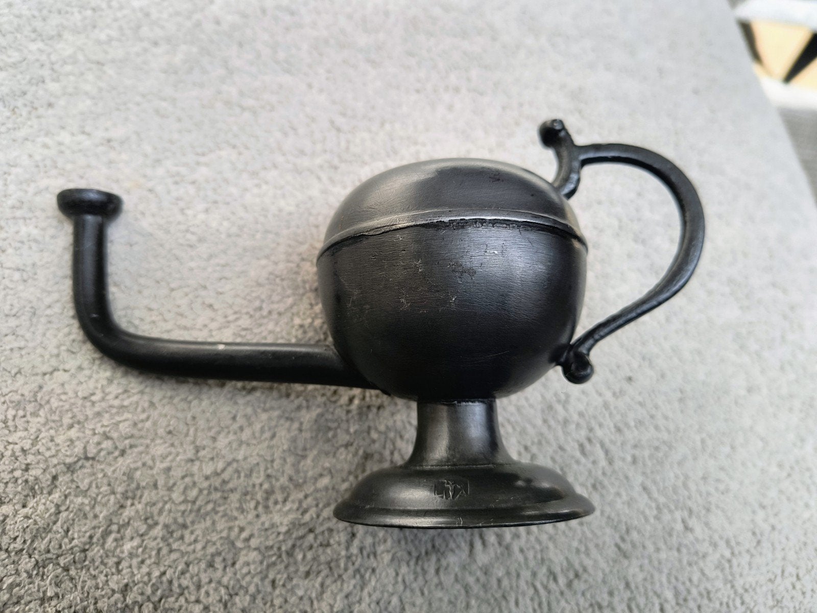 Antieke tinnen snotneus olielamp H.A., Ophalen of Verzenden