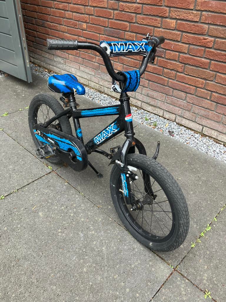 Kinderfiets MAX 16 inch - Zwart/Blauw, Fietsen en Brommers, Fietsen | Kinderfietsjes, Ophalen, Gebruikt, Terugtraprem, 16 tot 20 inch