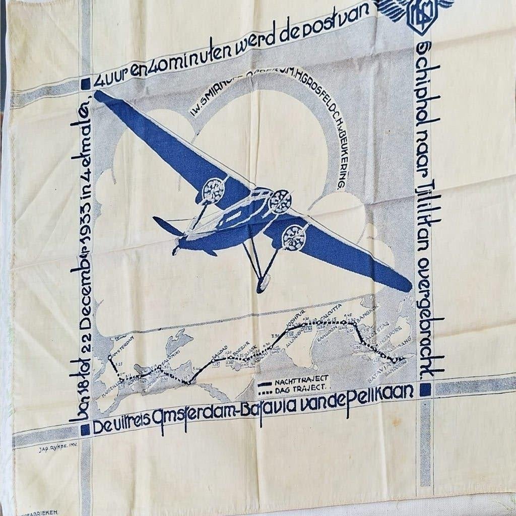 Herdenkingszakdoek record postvlucht naar Batavia, Verzamelen, Ophalen of Verzenden, Overige typen