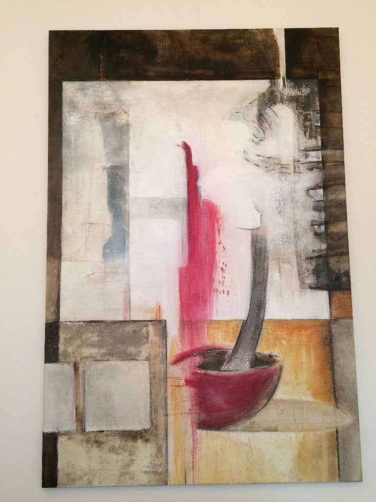 Groot schilderij "Basics of Live" van Toos van Poppel, Antiek en Kunst, Ophalen