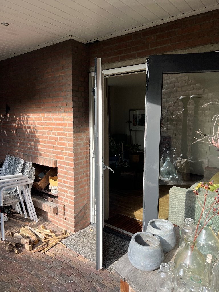 Houten tuindeuren met dubbelglas, Doe-het-zelf en Verbouw, Hout, Gebruikt, 120 cm of meer, Ophalen of Verzenden