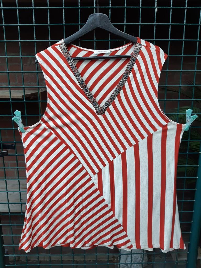 Paprika top nieuw oranje/creme maat 48, Kleding | Dames, Grote Maten, Ophalen of Verzenden, Nieuw, Oranje