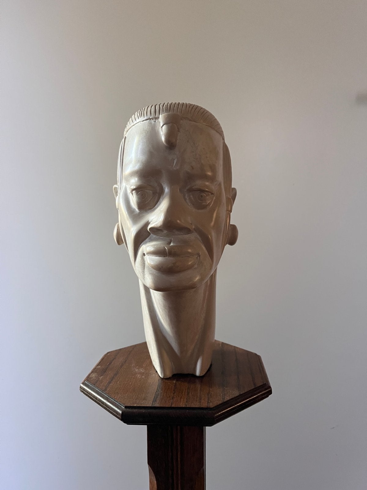 Afrikaans speksteen hoofd sculptuur, Ophalen, Handgemaakt, 20 - 50 cm, Steen of Keramiek
