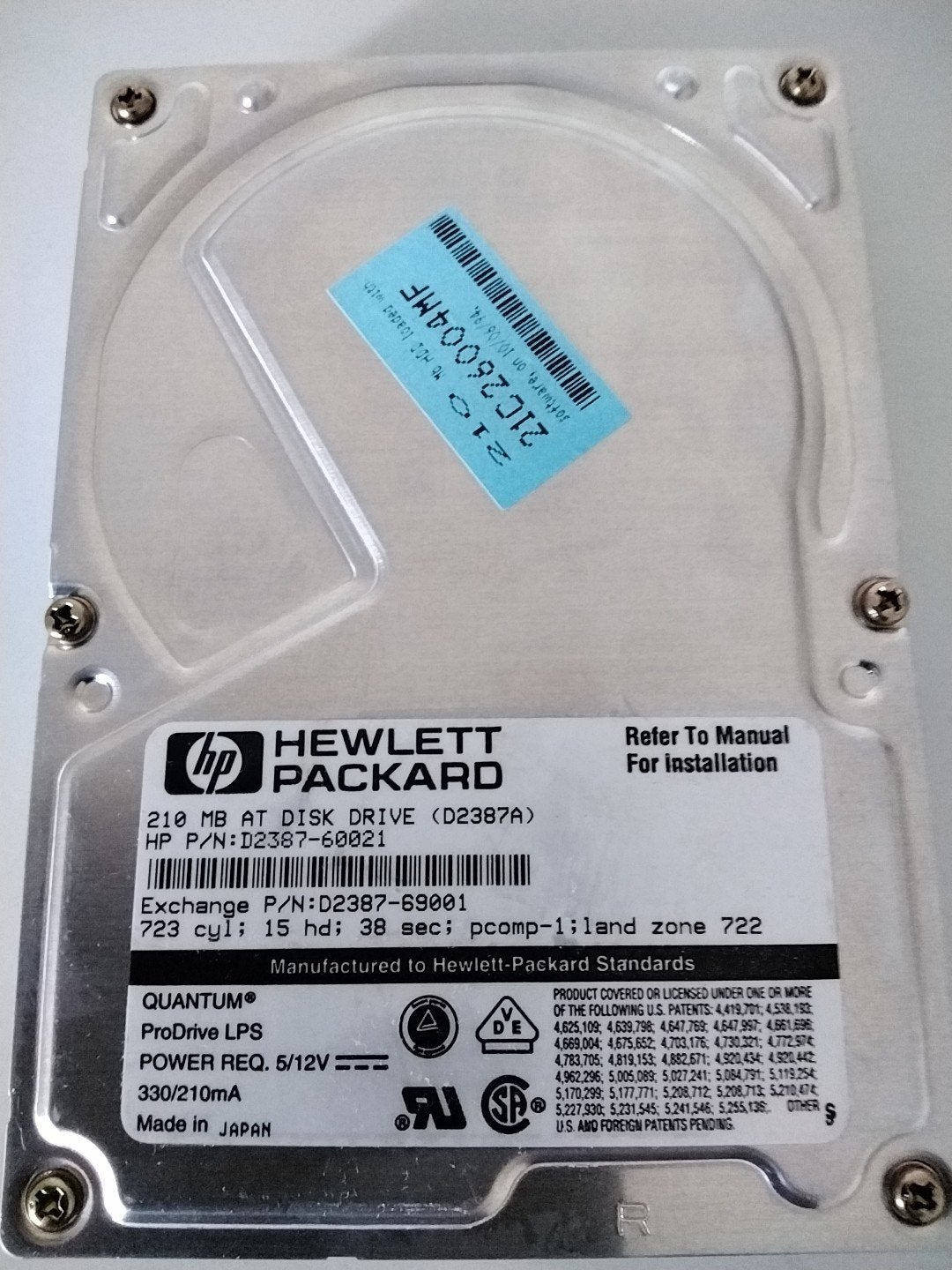 AT IDE harde schijf Quantum LPS van 210mb, Ophalen of Verzenden