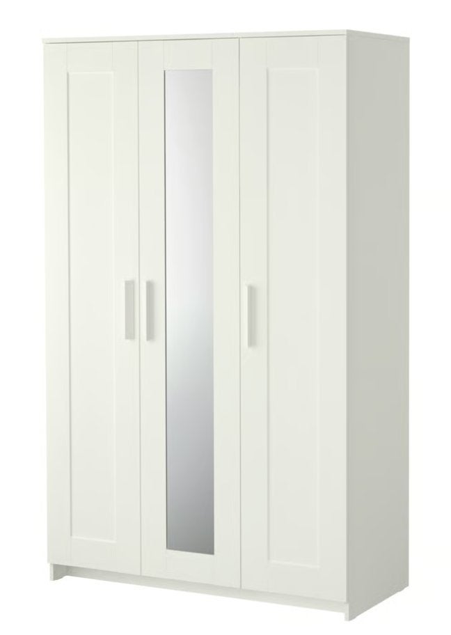 Witte kledingkast met spiegeldeur, Met deur(en), 100 tot 150 cm, 200 cm of meer, Ophalen of Verzenden