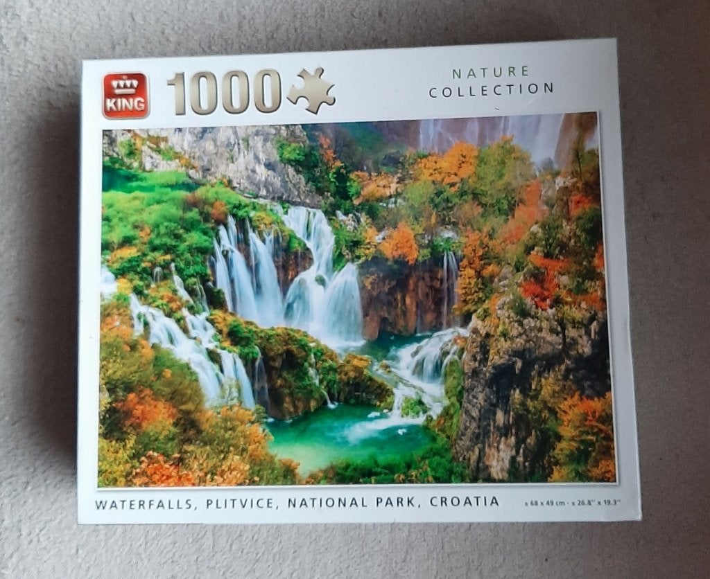 Legpuzzel Plitvice watervallen, Kroatië (King puzzel), Ophalen of Verzenden, 500 t/m 1500 stukjes, Zo goed als nieuw, Legpuzzel