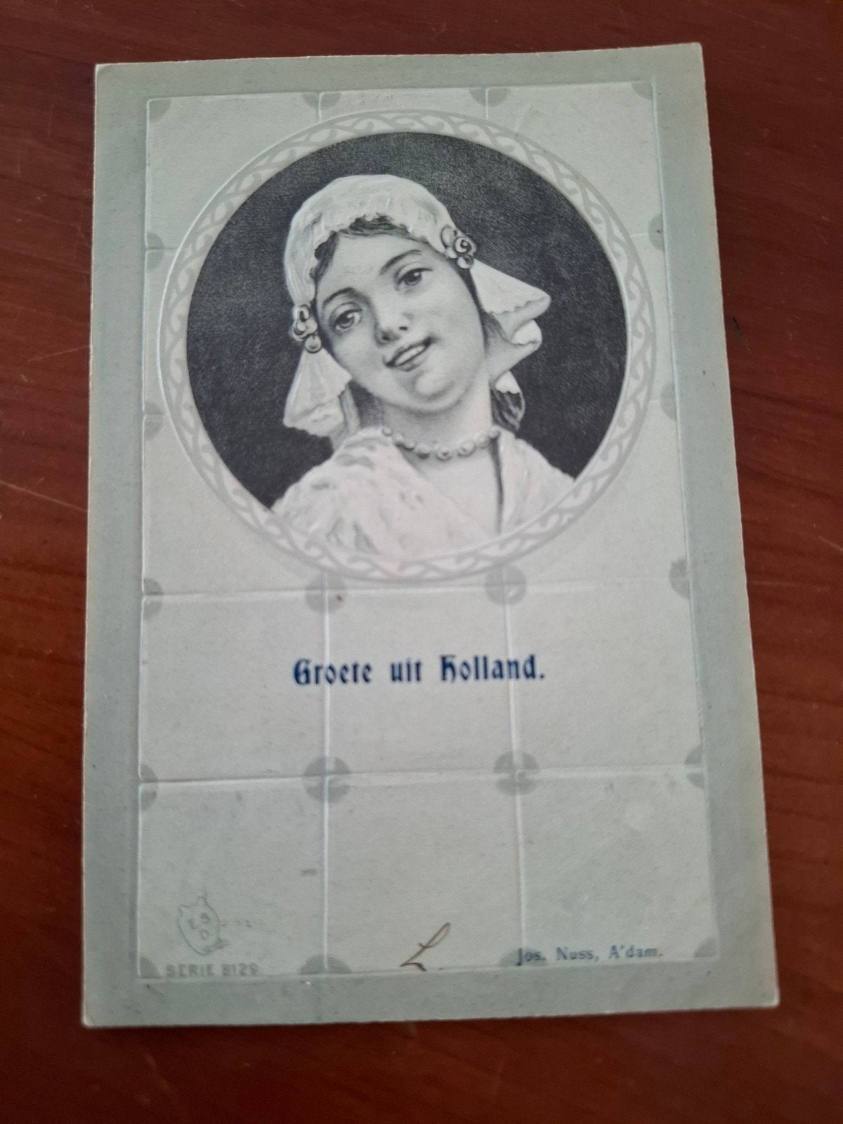 Oude ansichtkaart 'Groete uit Holland' met reliëf, Ophalen of Verzenden, Voor 1920, Gelopen