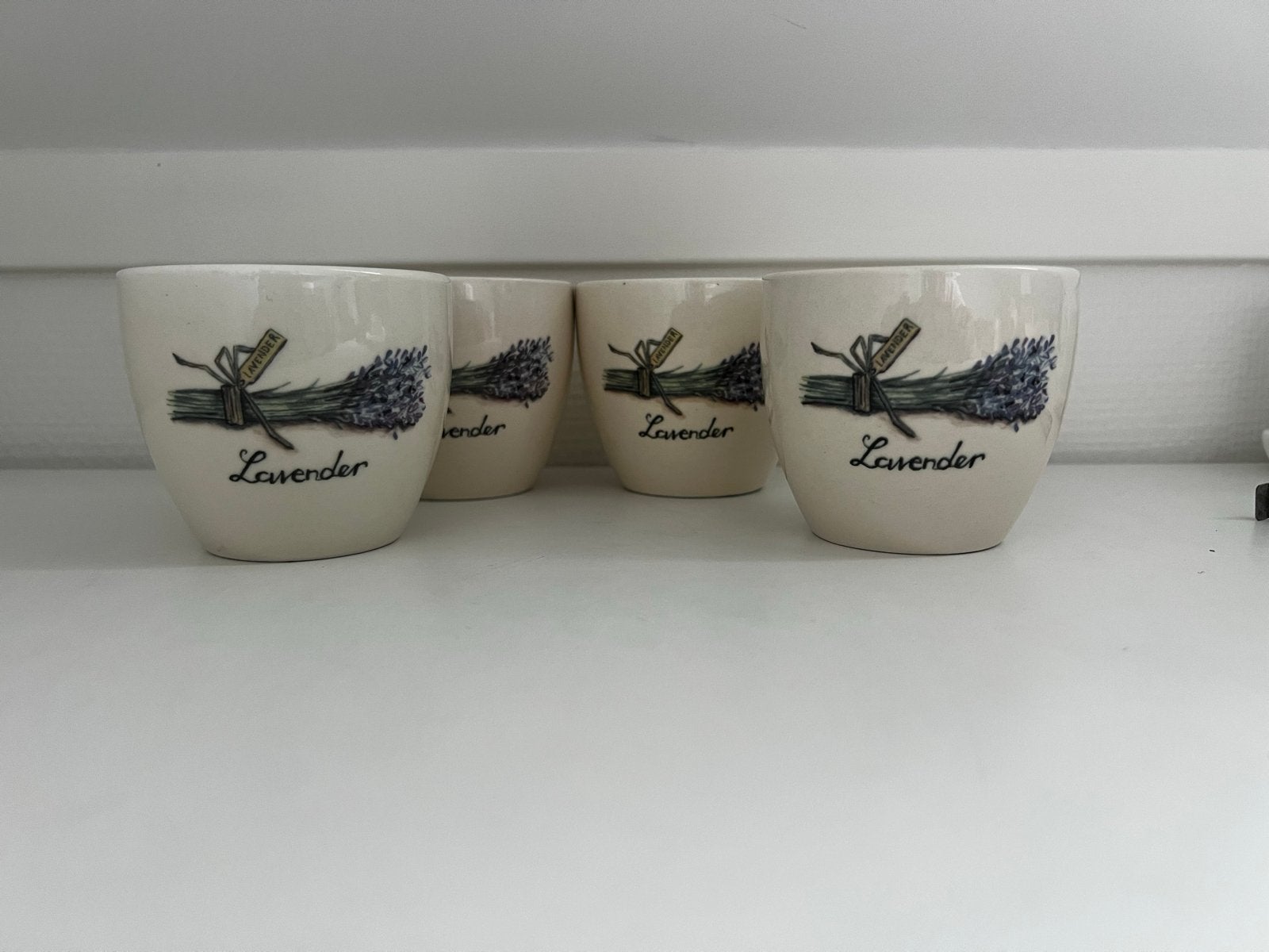 4 Jet by Ter Steege Lavendel mokjes zonder oor, Gebruikt, Keramiek, Overige stijlen, Jet by Ter Steege