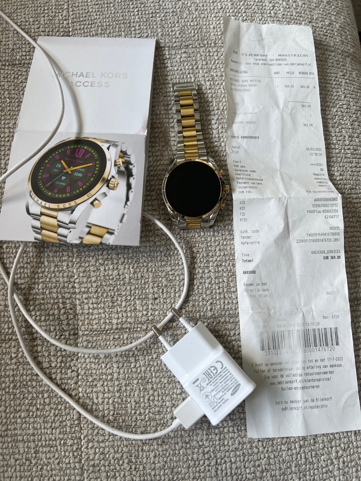 Michael Kors Access Gen 6 Bradshaw MKT5134 Smartwatch, Hartslag, Ophalen of Verzenden, Zo goed als nieuw, Waterdicht