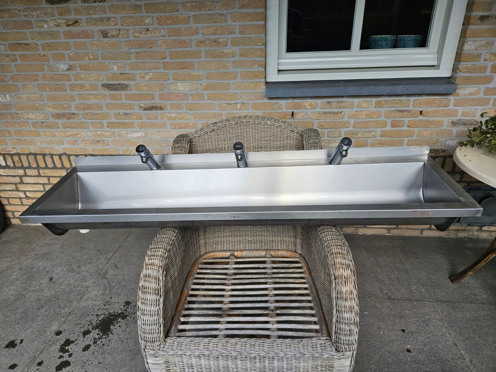 wasbak/wastrog/spoelbak RVS Franke 1.50  met 3 kranen, Doe-het-zelf en Verbouw, Ophalen, Zo goed als nieuw, Rvs, Wastafel