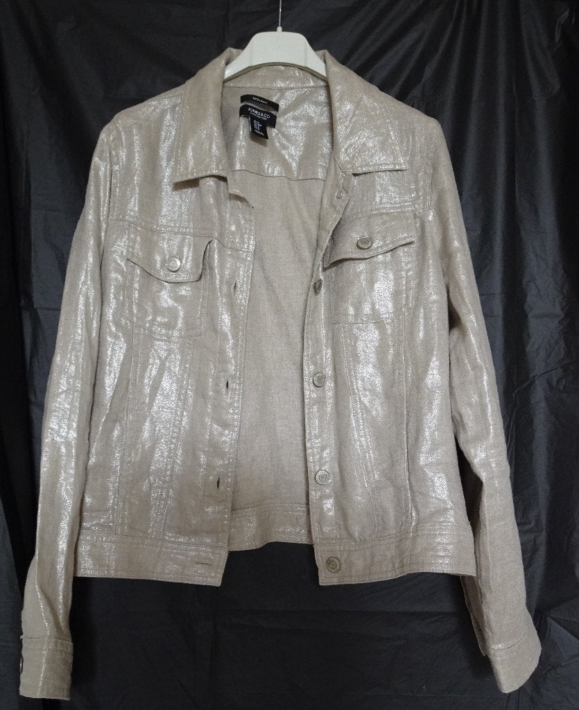 Linnen, glanzend dames spijkermodel jasje, Kleding | Dames, Maat 38/40 (M), Beige, Nieuw, Jasje