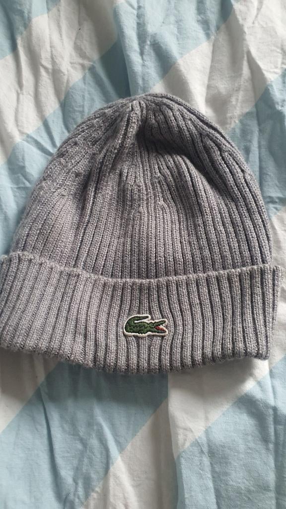 Originele Lacoste Muts - Grijs Gebreid, Hoed, Lacoste, Zo goed als nieuw, One size fits all