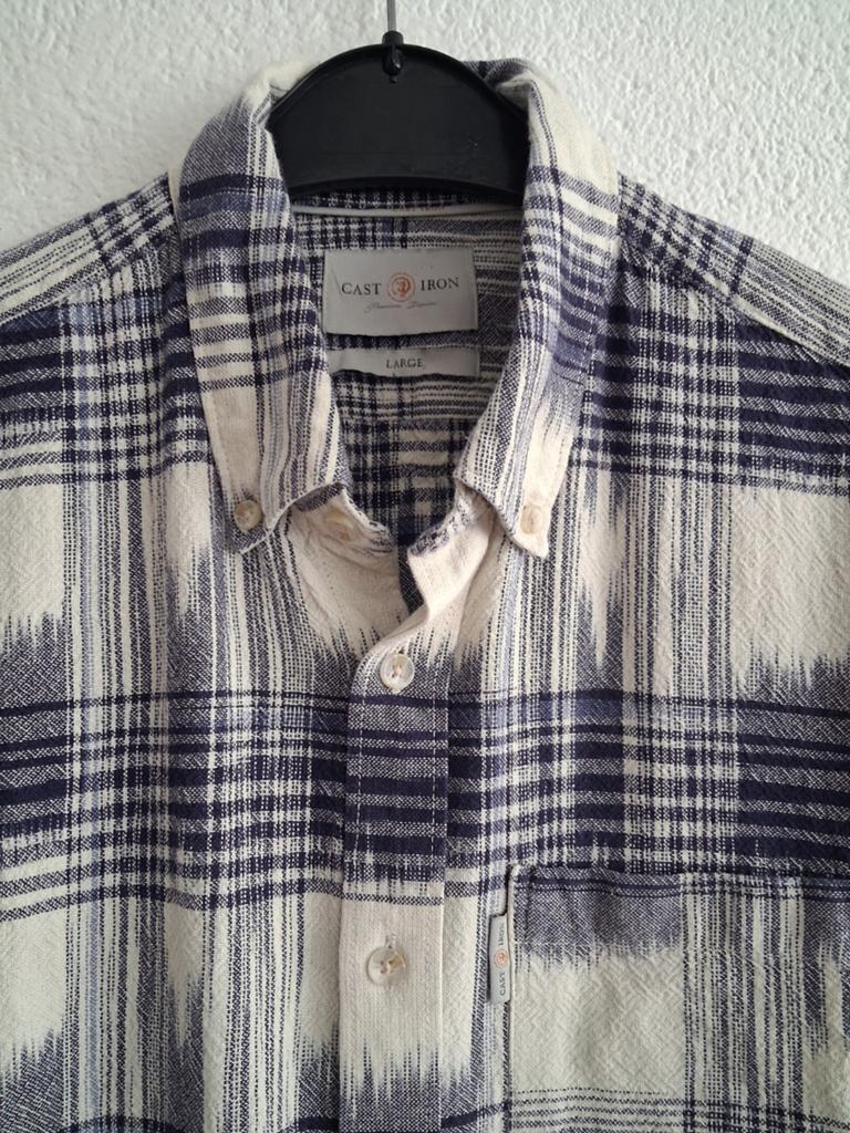 Cast Iron Hemd Maat L, Ophalen of Verzenden, Zo goed als nieuw, Blauw, Halswijdte 41/42 (L)