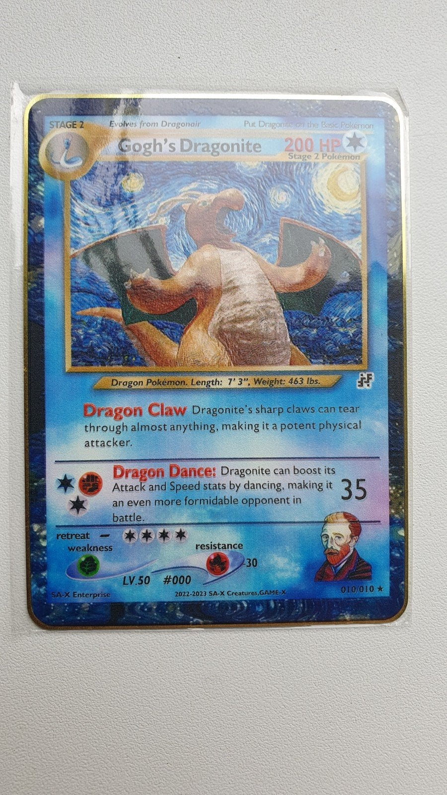 Dragonite van Gogh Metalen Pokemon kaart Goudkleurig, Verzenden, Nieuw