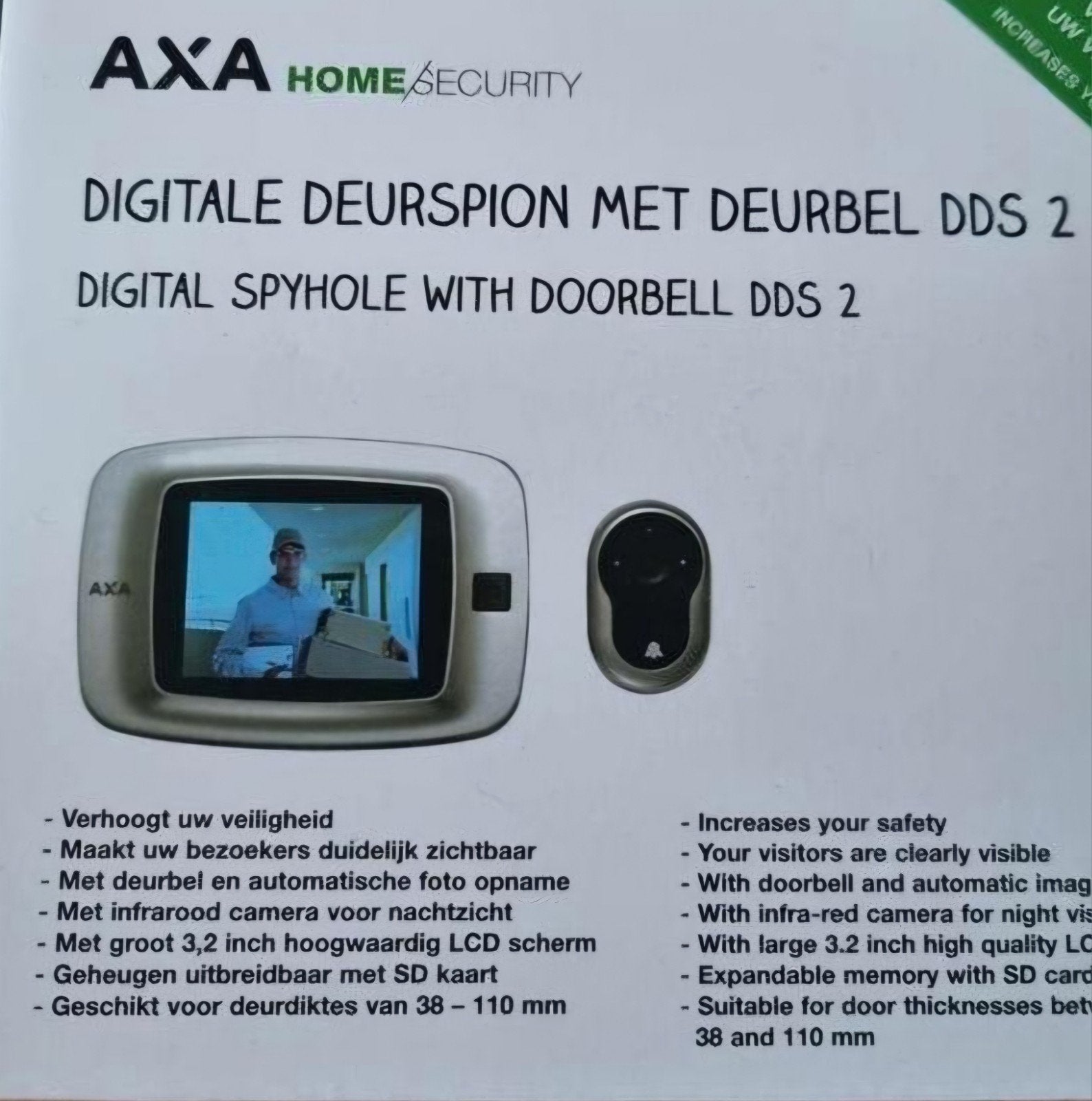 AXA Digitale Deurspion met Deurbel DDS 2, Ophalen of Verzenden, Ingebouwde camera, Nieuw, Draadloos