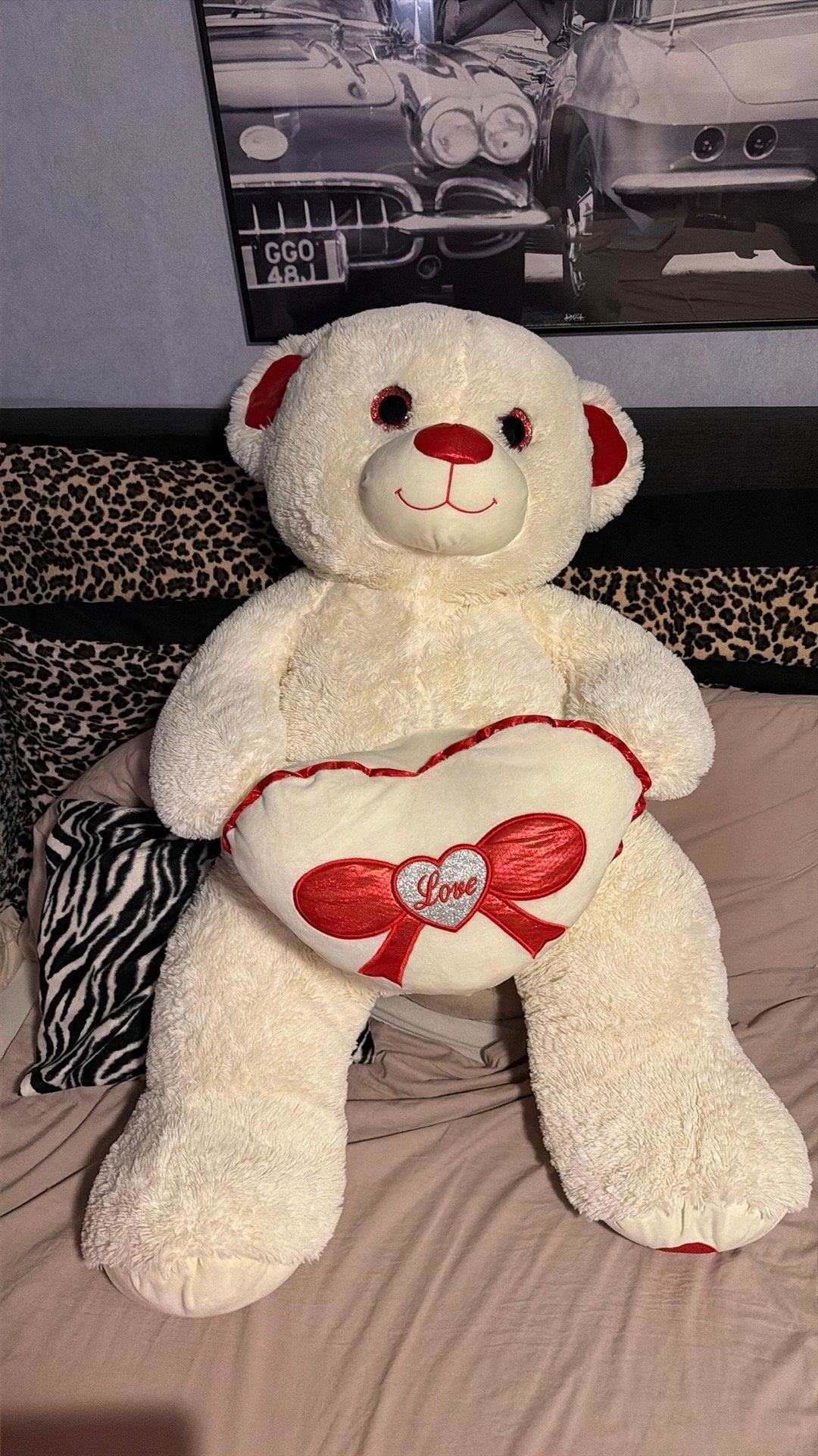 Grote Knuffelbeer 130 cm XXL Teddybeer Wit met Hart NIEUW!, Kinderen en Baby's, Speelgoed | Knuffels en Pluche, Ophalen, Overige merken