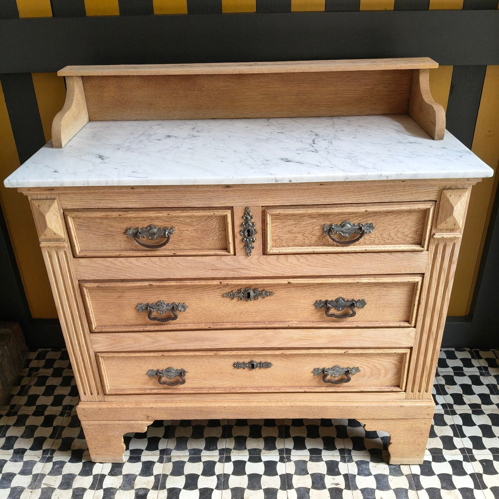 ❤️ Antieke commode dressoir ladekast met marmeren blad., Ophalen, 50 tot 70 cm, Voetruimte, 90 tot 105 cm
