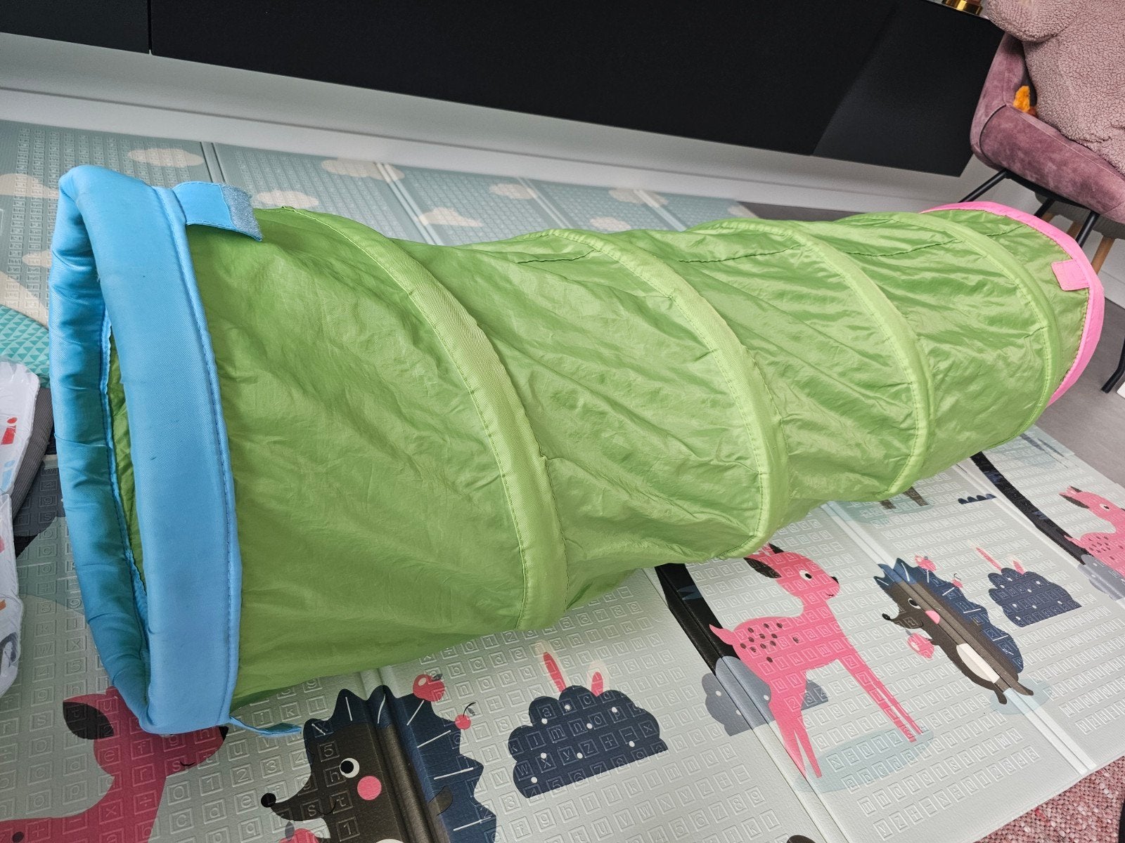 IKEA DVÄRGMÅS speeltunnel - Blauw/roze rand, groene tunnel, Ophalen