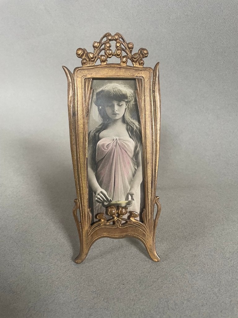 Klein antiek Art Nouveau/Jugendstil fotolijstje met foto, Antiek en Kunst, Ophalen of Verzenden