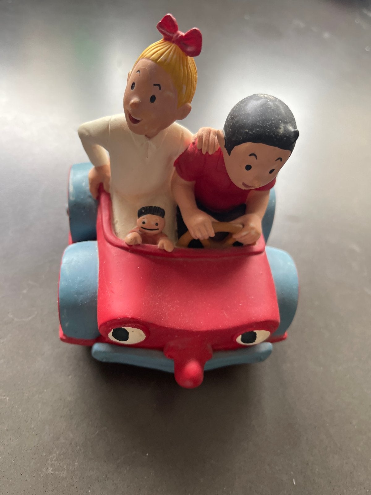 Vintage Suske en Wiske Figuur in Auto, Ophalen of Verzenden, Gebruikt