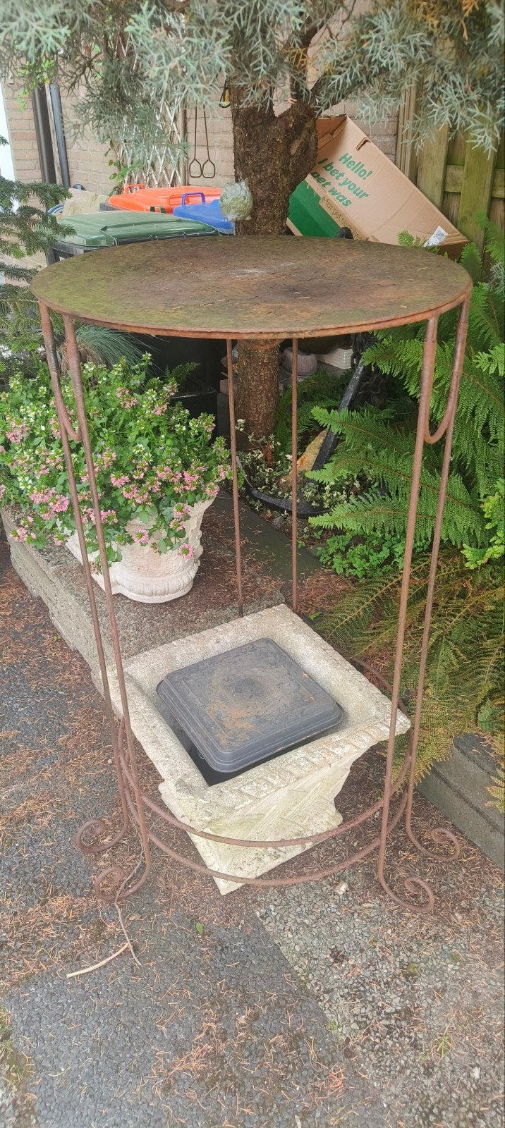 Cortenstaal bijzettafel/plantenstandaard voor balkon/tuin, Ophalen, Nieuw, Rechthoekig, Metaal
