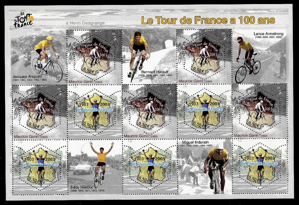 Jaar 2003 Yv BF 59 Bloc-feuillet du centenaire du Tour de Fr, Ophalen of Verzenden, Postfris