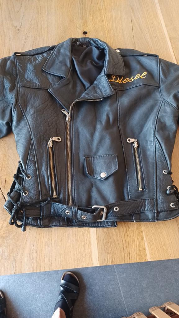 Stoere Diesel kinderjas - Zwart leer, Verzenden, Gebruikt, Diesel, Jongen of Meisje