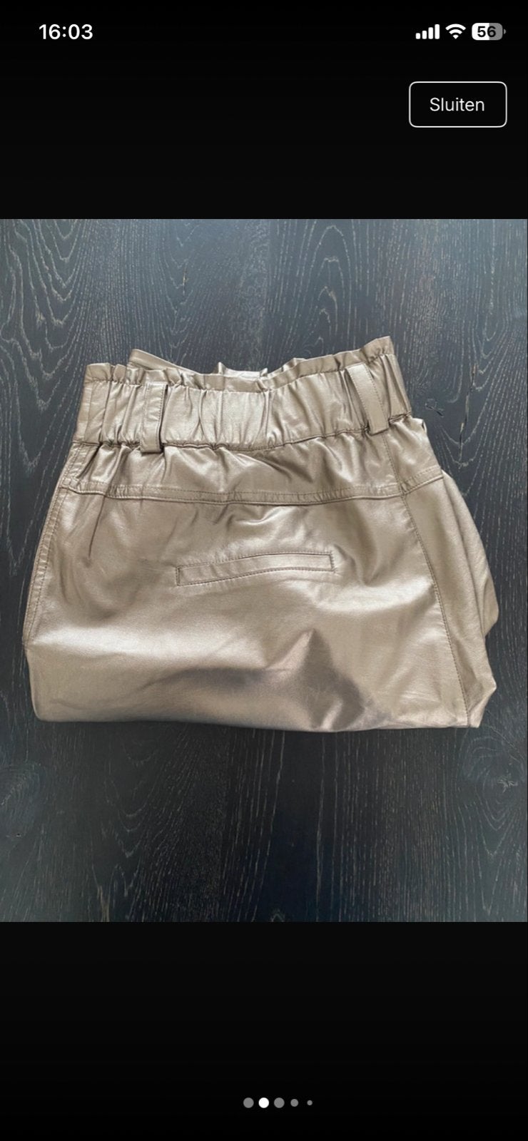 Goudkleurige broek van Aiko Amsterdam, maat XL, Ophalen, Maat 46/48 (XL) of groter, Zo goed als nieuw, Driekwart